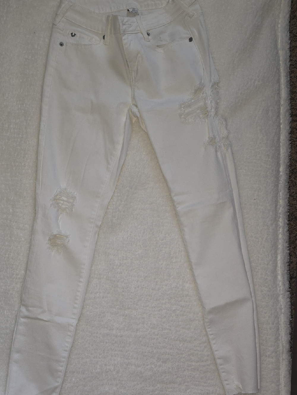 True Religion Jennie White Distressed Skinny Jeans
